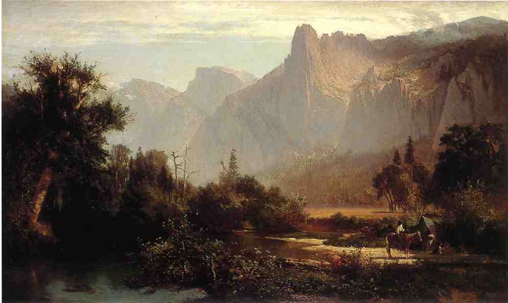 Wikioo.org - The Encyclopedia of Fine Arts - Painting, Artwork by Thomas Hill - Piute Indian family in Yosemite Valley.