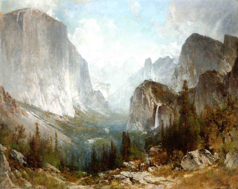 Wikoo.org - موسوعة الفنون الجميلة - اللوحة، العمل الفني Thomas Hill - Piute Indians at the Gates of Yosemite