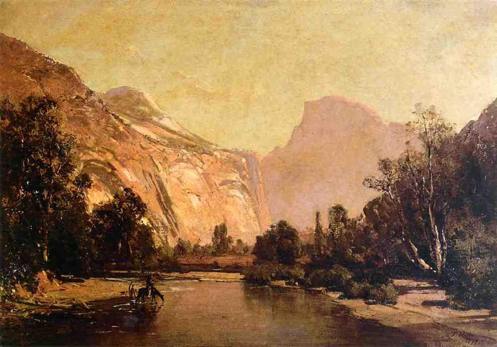 Wikioo.org - The Encyclopedia of Fine Arts - Painting, Artwork by Thomas Hill - Piute Indians, Royal Arches and Domes, Yosemite Valley