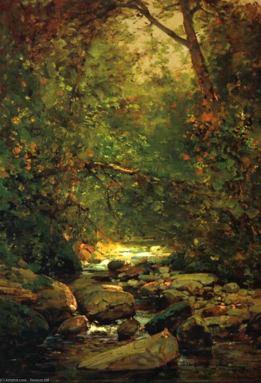 Wikioo.org - The Encyclopedia of Fine Arts - Painting, Artwork by Thomas Hill - Stream in Forest Winter