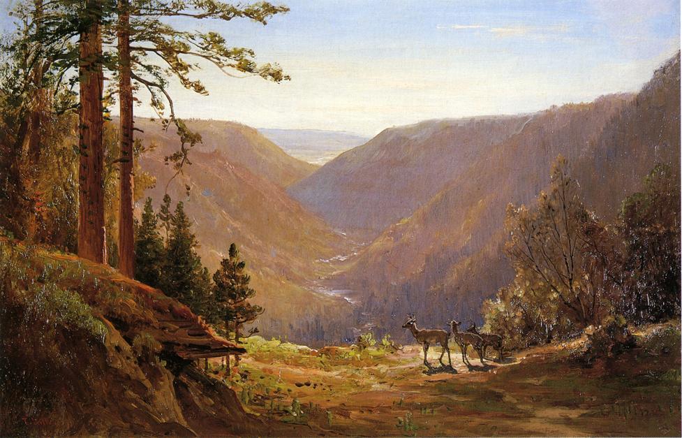 WikiOO.org - Енциклопедия за изящни изкуства - Живопис, Произведения на изкуството Thomas Hill - Valley with Deer