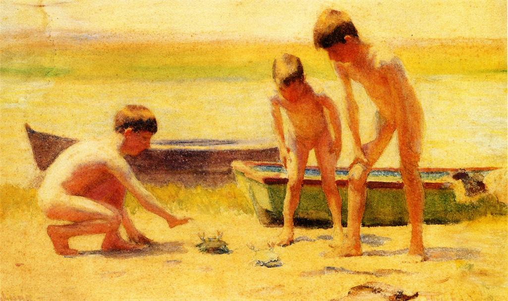 WikiOO.org - Encyclopedia of Fine Arts - Maleri, Artwork Thomas Pollock Anshutz - Boys Playing with Crabs