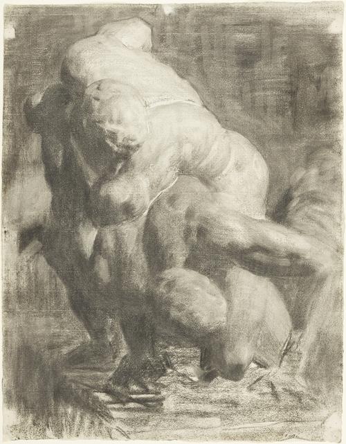 WikiOO.org - Enciklopedija likovnih umjetnosti - Slikarstvo, umjetnička djela Thomas Pollock Anshutz - Two Male Figures Wrestling