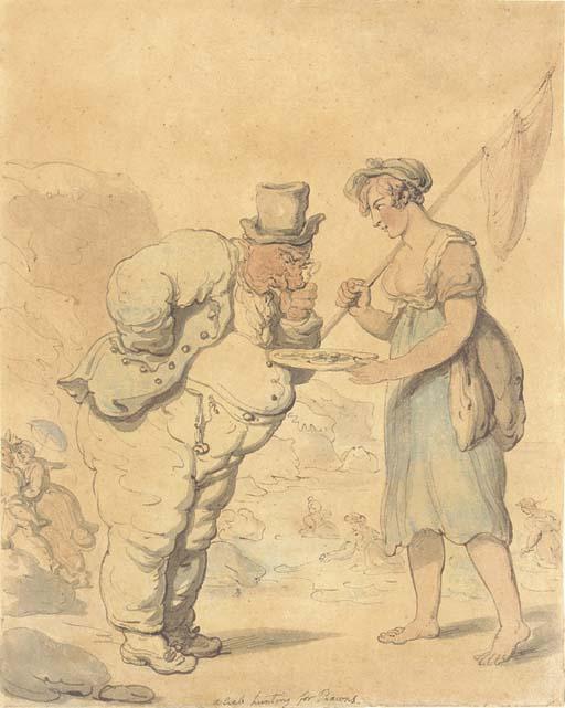 Wikioo.org - The Encyclopedia of Fine Arts - Painting, Artwork by Thomas Rowlandson - A crab hunting for prawns