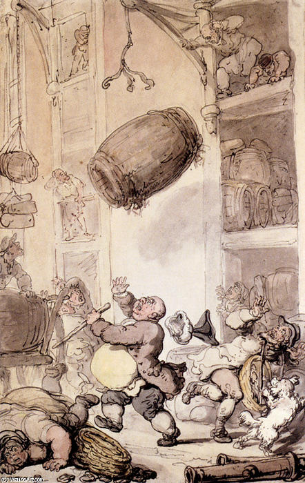 WikiOO.org – 美術百科全書 - 繪畫，作品 Thomas Rowlandson - 一个 下跌  在  啤酒