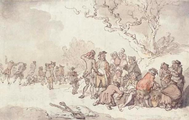 Wikioo.org - The Encyclopedia of Fine Arts - Painting, Artwork by Thomas Rowlandson - A skating party on the Serpentine, London