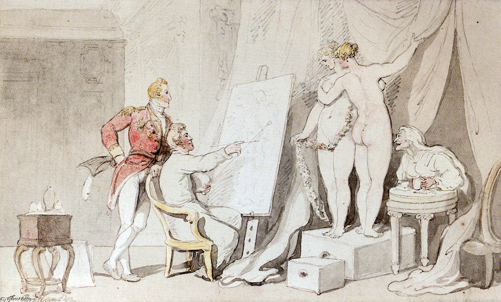 Wikioo.org - The Encyclopedia of Fine Arts - Painting, Artwork by Thomas Rowlandson - A Study In Life Drawing