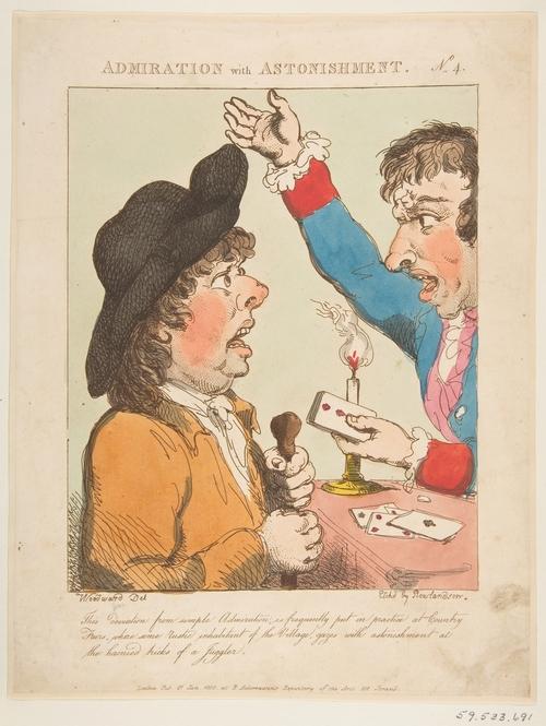 Wikioo.org - The Encyclopedia of Fine Arts - Painting, Artwork by Thomas Rowlandson - Admiration with Astonishment, from Le Brun Travested