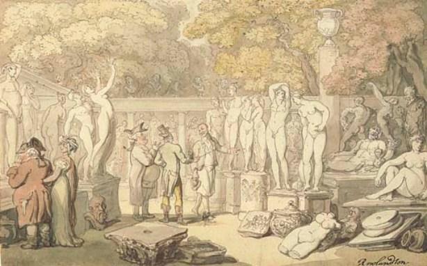 Wikioo.org - The Encyclopedia of Fine Arts - Painting, Artwork by Thomas Rowlandson - Admiring the antique