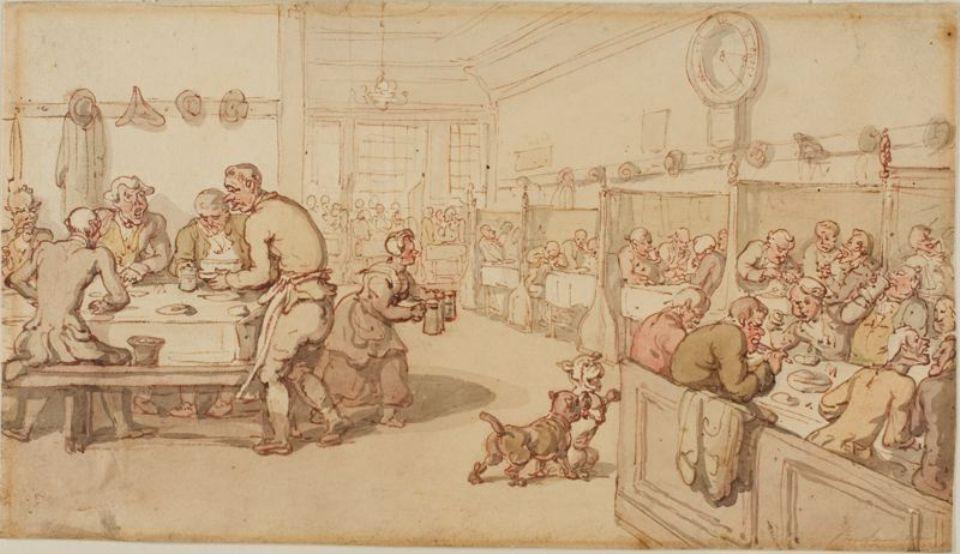 WikiOO.org - Encyclopedia of Fine Arts - Maalaus, taideteos Thomas Rowlandson - At an Old English Eating House