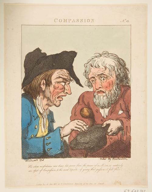 WikiOO.org - Encyclopedia of Fine Arts - Lukisan, Artwork Thomas Rowlandson - Compassion, from Le Brun Travested