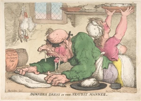 Wikioo.org - The Encyclopedia of Fine Arts - Painting, Artwork by Thomas Rowlandson - Dinners Drest in the Neatest Manner
