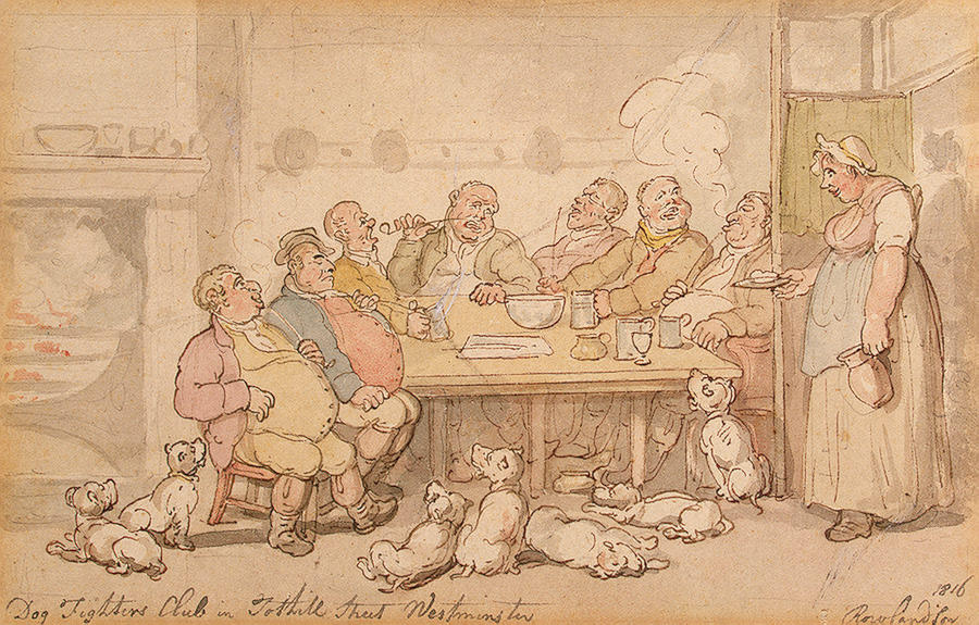 Wikioo.org - The Encyclopedia of Fine Arts - Painting, Artwork by Thomas Rowlandson - Dog Fighters Club