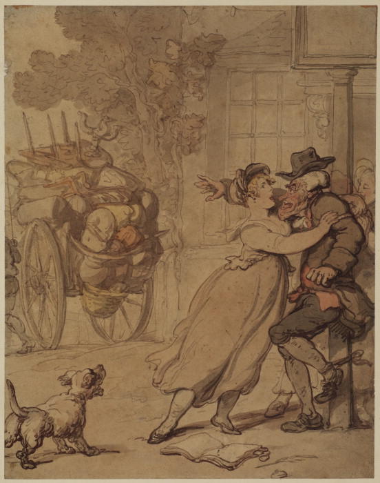 Wikioo.org - The Encyclopedia of Fine Arts - Painting, Artwork by Thomas Rowlandson - Evading the broker's man