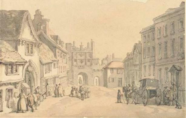WikiOO.org - Encyclopedia of Fine Arts - Lukisan, Artwork Thomas Rowlandson - High street in a country town