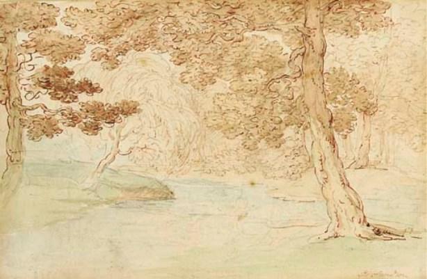 Wikioo.org - The Encyclopedia of Fine Arts - Painting, Artwork by Thomas Rowlandson - Landscape study with figures resting beneath a tree