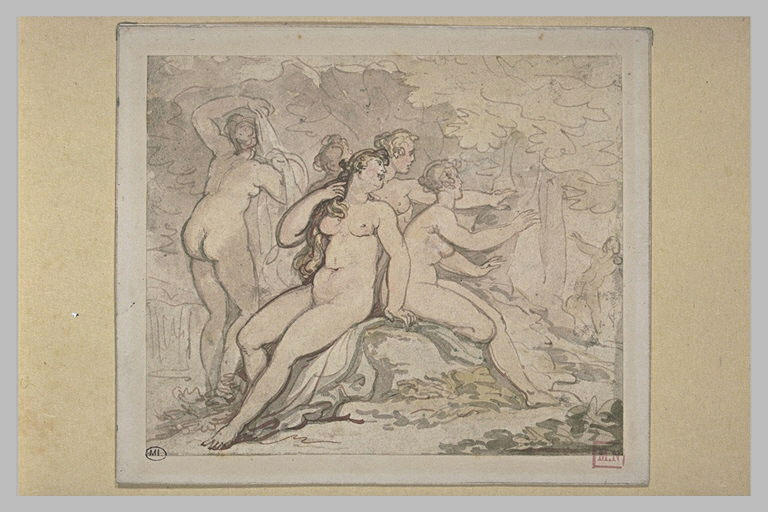 Wikioo.org - The Encyclopedia of Fine Arts - Painting, Artwork by Thomas Rowlandson - Nymphs calling Amor