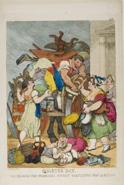 Wikioo.org - The Encyclopedia of Fine Arts - Painting, Artwork by Thomas Rowlandson - Quarter Day, or Clearing the Premises without Consulting Your Landlord