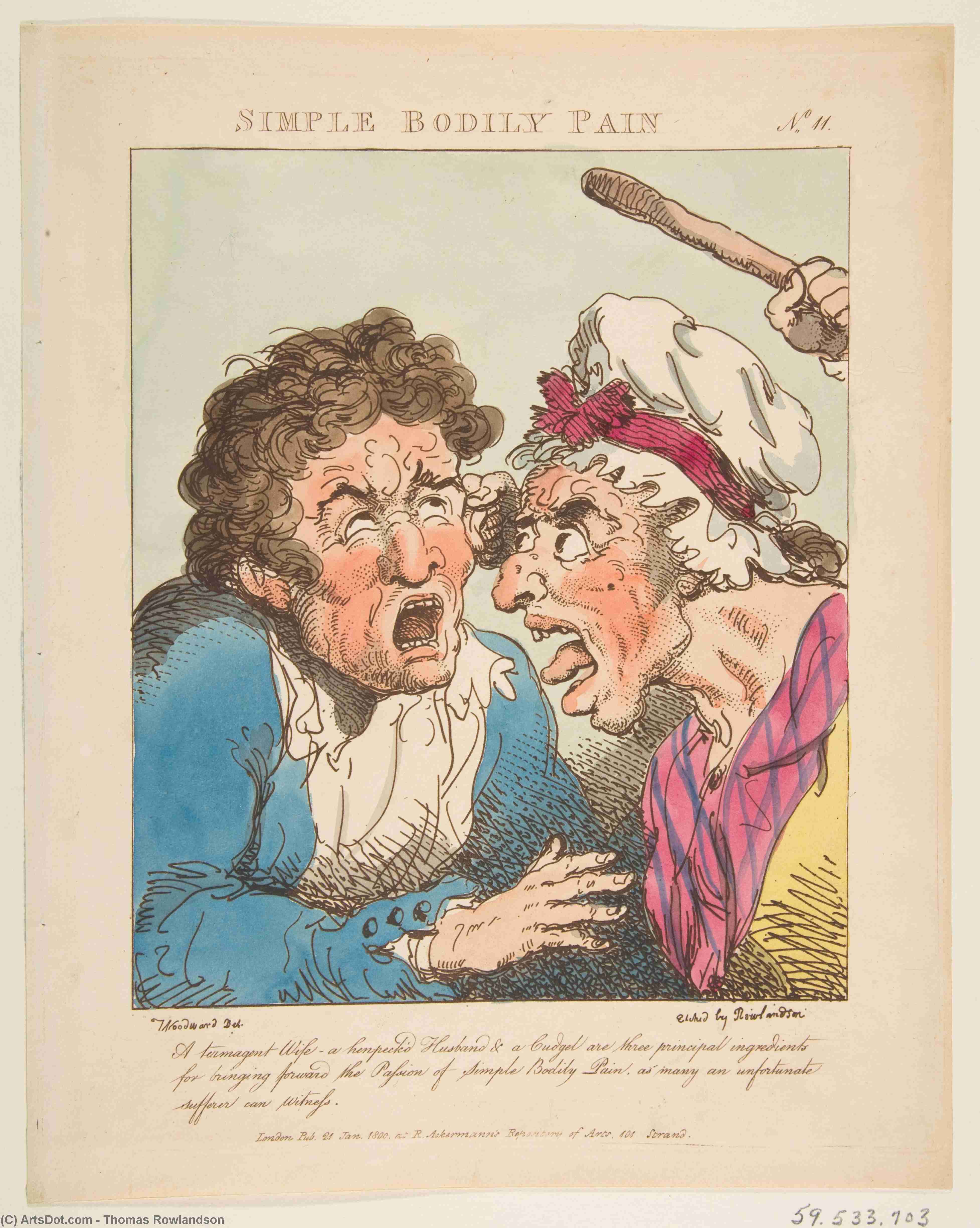Wikioo.org - The Encyclopedia of Fine Arts - Painting, Artwork by Thomas Rowlandson - Simple Bodily Pain, from Le Brun Travested