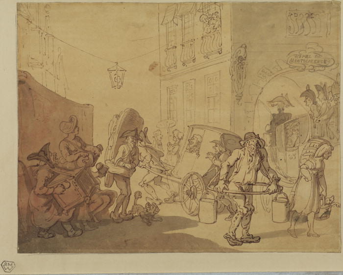 Wikioo.org - The Encyclopedia of Fine Arts - Painting, Artwork by Thomas Rowlandson - Street scene in Paris