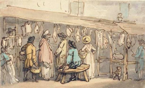 Wikioo.org - The Encyclopedia of Fine Arts - Painting, Artwork by Thomas Rowlandson - The meat market