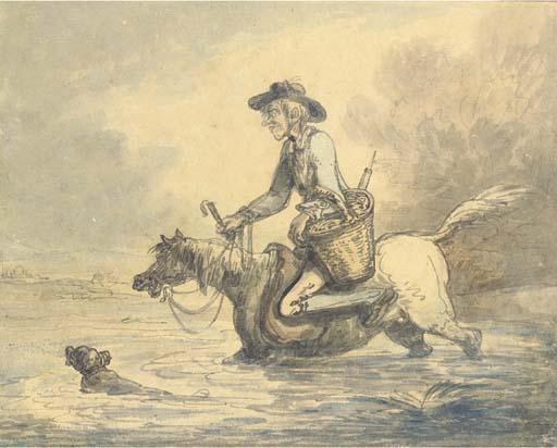 WikiOO.org - Encyclopedia of Fine Arts - Malba, Artwork Thomas Rowlandson - The quack crossing a river