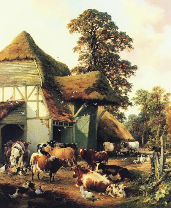 WikiOO.org - Enciclopédia das Belas Artes - Pintura, Arte por Thomas Sidney Cooper - A Farm in Kent