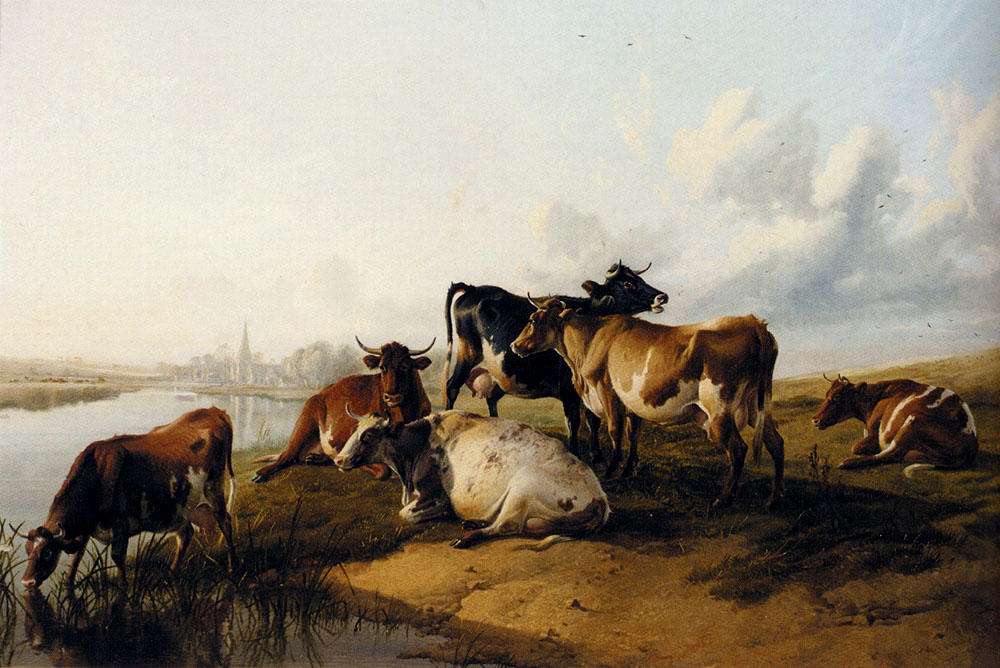 Wikioo.org - The Encyclopedia of Fine Arts - Painting, Artwork by Thomas Sidney Cooper - The Church Meadows