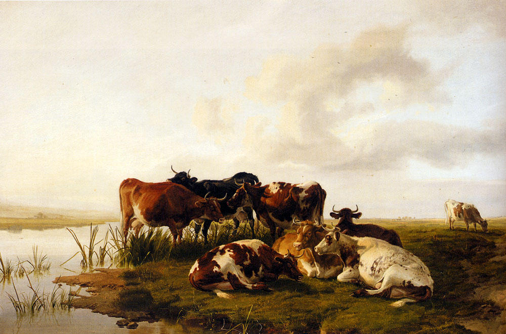 Wikioo.org - The Encyclopedia of Fine Arts - Painting, Artwork by Thomas Sidney Cooper - The Lowland Herd