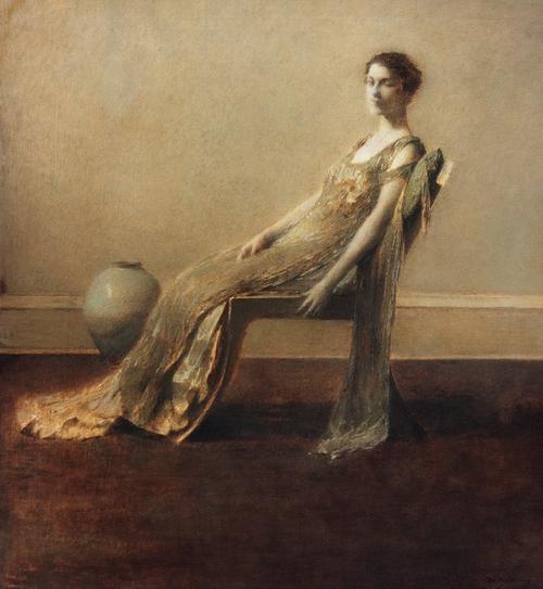 Wikioo.org - The Encyclopedia of Fine Arts - Painting, Artwork by Thomas Wilmer Dewing - Green and Gold
