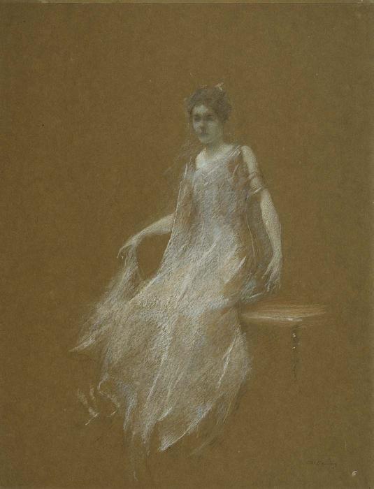 WikiOO.org - Encyclopedia of Fine Arts - Maľba, Artwork Thomas Wilmer Dewing - Lady in White 1