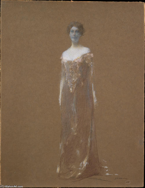 Wikioo.org - Bách khoa toàn thư về mỹ thuật - Vẽ tranh, Tác phẩm nghệ thuật Thomas Wilmer Dewing - The Evening Dress