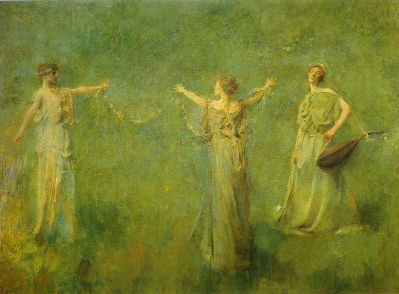 WikiOO.org - Encyclopedia of Fine Arts - Maalaus, taideteos Thomas Wilmer Dewing - The Garland