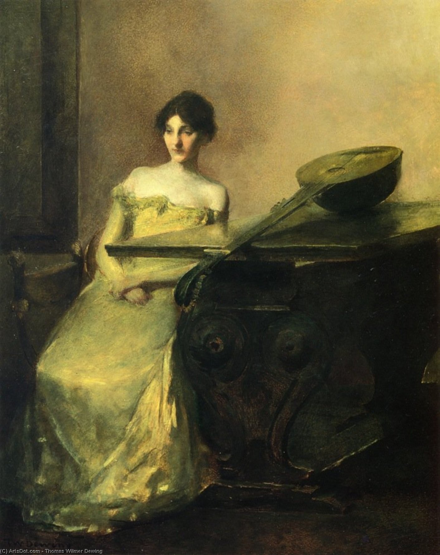 Wikioo.org - The Encyclopedia of Fine Arts - Painting, Artwork by Thomas Wilmer Dewing - The Lute