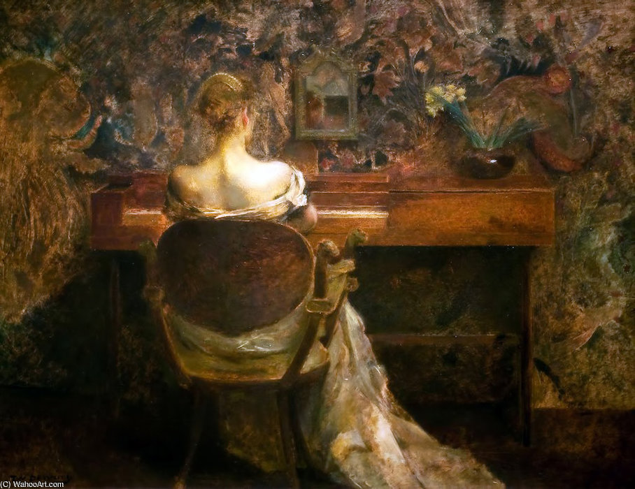Wikioo.org - The Encyclopedia of Fine Arts - Painting, Artwork by Thomas Wilmer Dewing - The Spinet