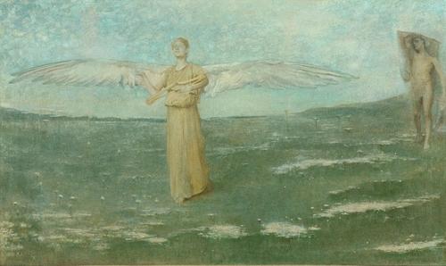Wikioo.org - The Encyclopedia of Fine Arts - Painting, Artwork by Thomas Wilmer Dewing - Tobias and the Angel