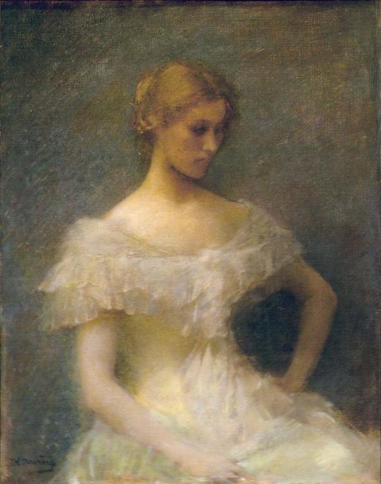 WikiOO.org - Encyclopedia of Fine Arts - Maľba, Artwork Thomas Wilmer Dewing - Young Girl Seated