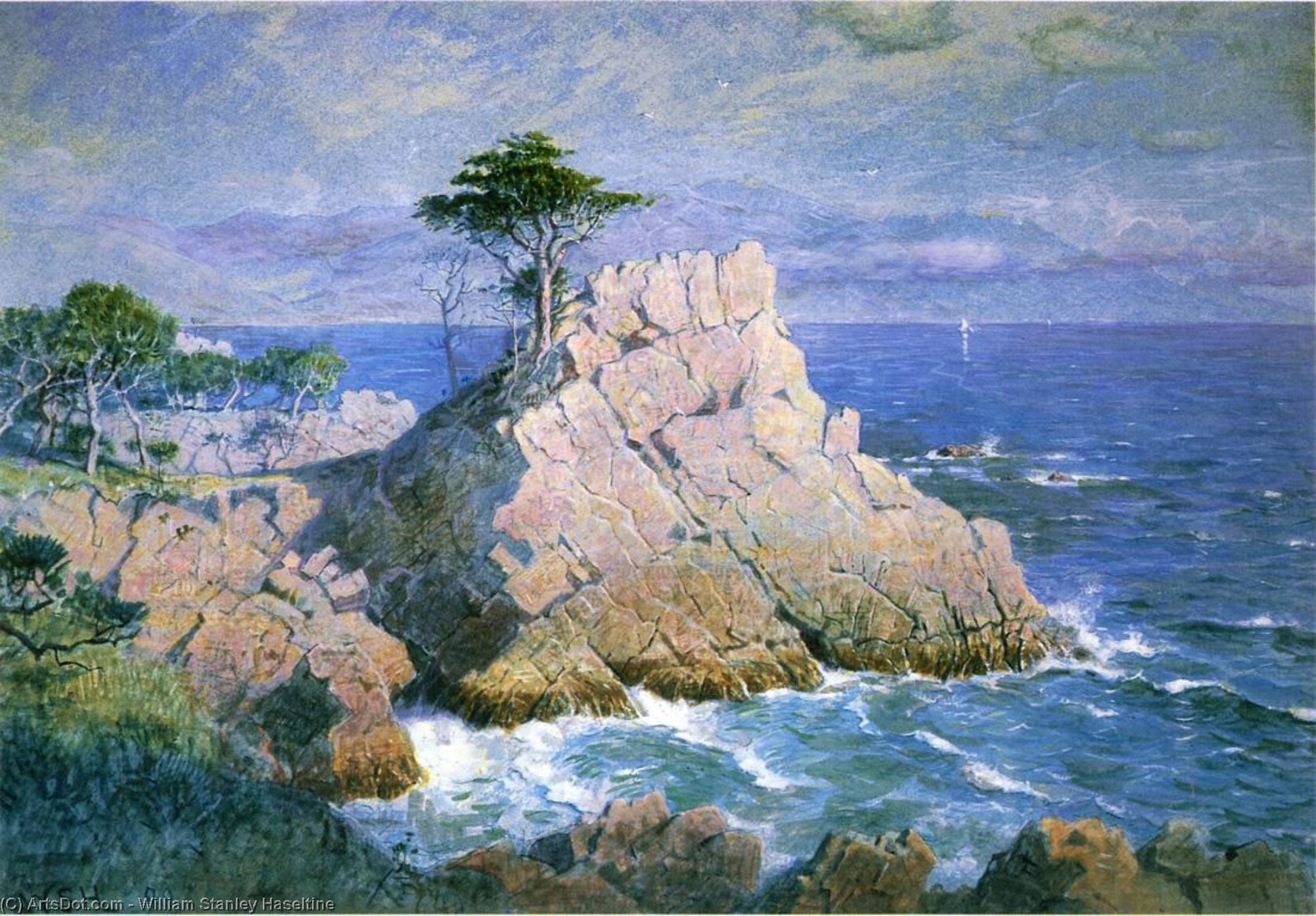 Wikioo.org - The Encyclopedia of Fine Arts - Painting, Artwork by William Stanley Haseltine - Midway Point, California (aka Cypress Point, near Monterey)