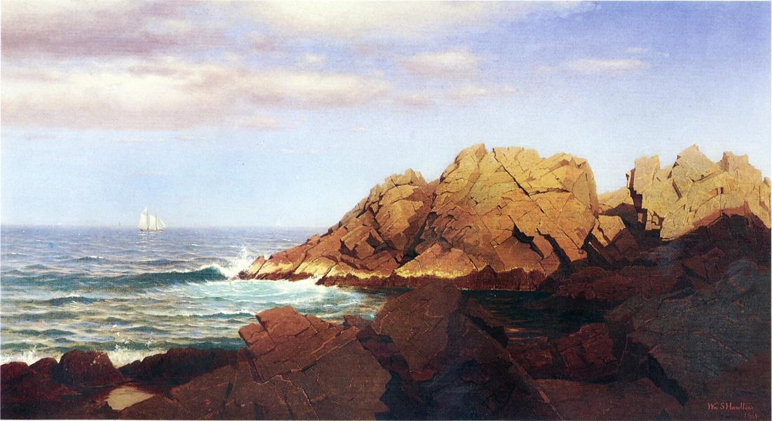 Wikioo.org - The Encyclopedia of Fine Arts - Painting, Artwork by William Stanley Haseltine - Rocks at Nahant 1
