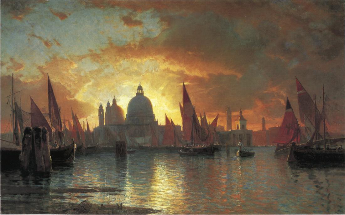 WikiOO.org - Encyclopedia of Fine Arts - Lukisan, Artwork William Stanley Haseltine - Santa Maria della Salute, Sunset