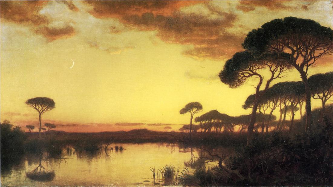 Wikioo.org - The Encyclopedia of Fine Arts - Painting, Artwork by William Stanley Haseltine - Sunset Glow, Roman Campagna