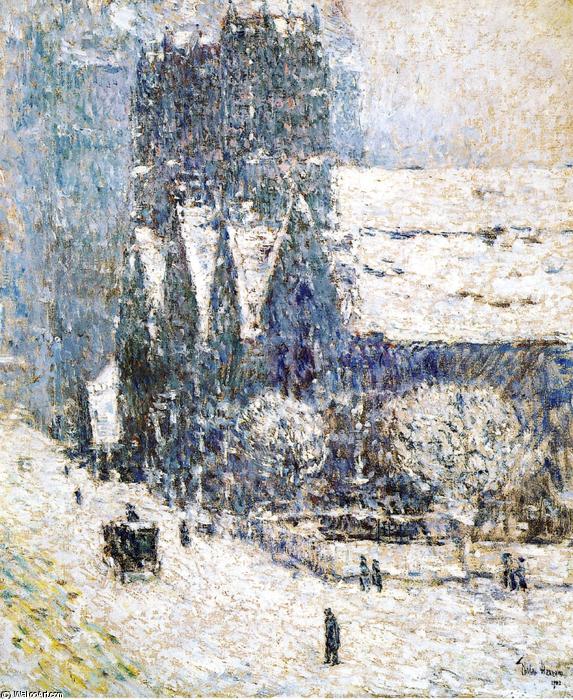 Wikioo.org - The Encyclopedia of Fine Arts - Painting, Artwork by Frederick Childe Hassam - Calvary Church in the Snow