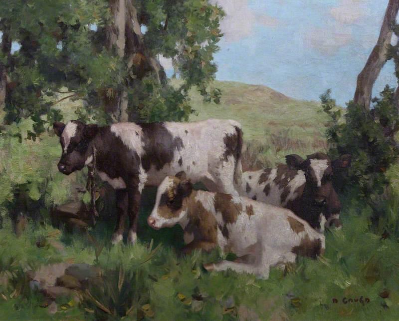 Wikioo.org - The Encyclopedia of Fine Arts - Painting, Artwork by David Gauld - Calves in Summer