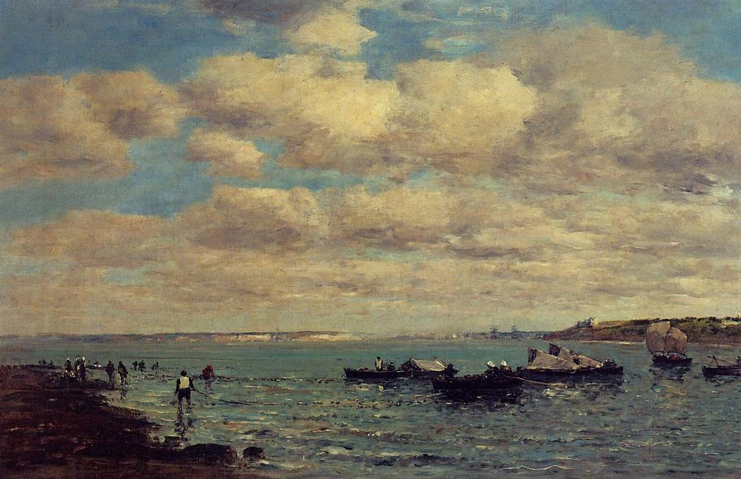 Wikioo.org - The Encyclopedia of Fine Arts - Painting, Artwork by Eugène Louis Boudin - Camaret, Fishermen and Boats