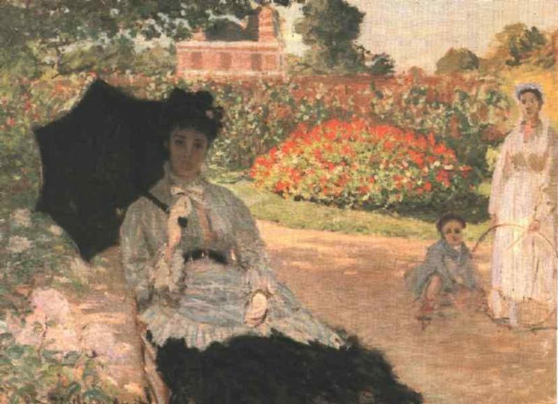 Wikioo.org - สารานุกรมวิจิตรศิลป์ - จิตรกรรม Claude Monet - Camille in the Garden with Jean and His Nanny