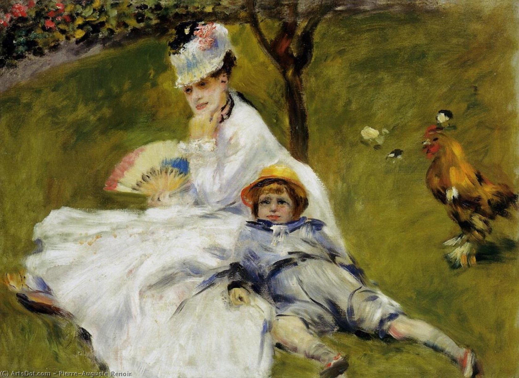 Wikioo.org - The Encyclopedia of Fine Arts - Painting, Artwork by Pierre-Auguste Renoir - Camille Monet and Her Son Jean in the Garden at Argenteuil
