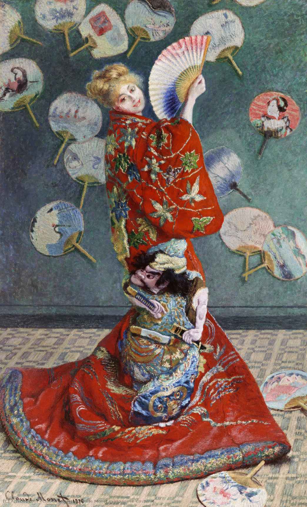 Wikioo.org - Bách khoa toàn thư về mỹ thuật - Vẽ tranh, Tác phẩm nghệ thuật Claude Monet - Camille Monet in Japanese Costume