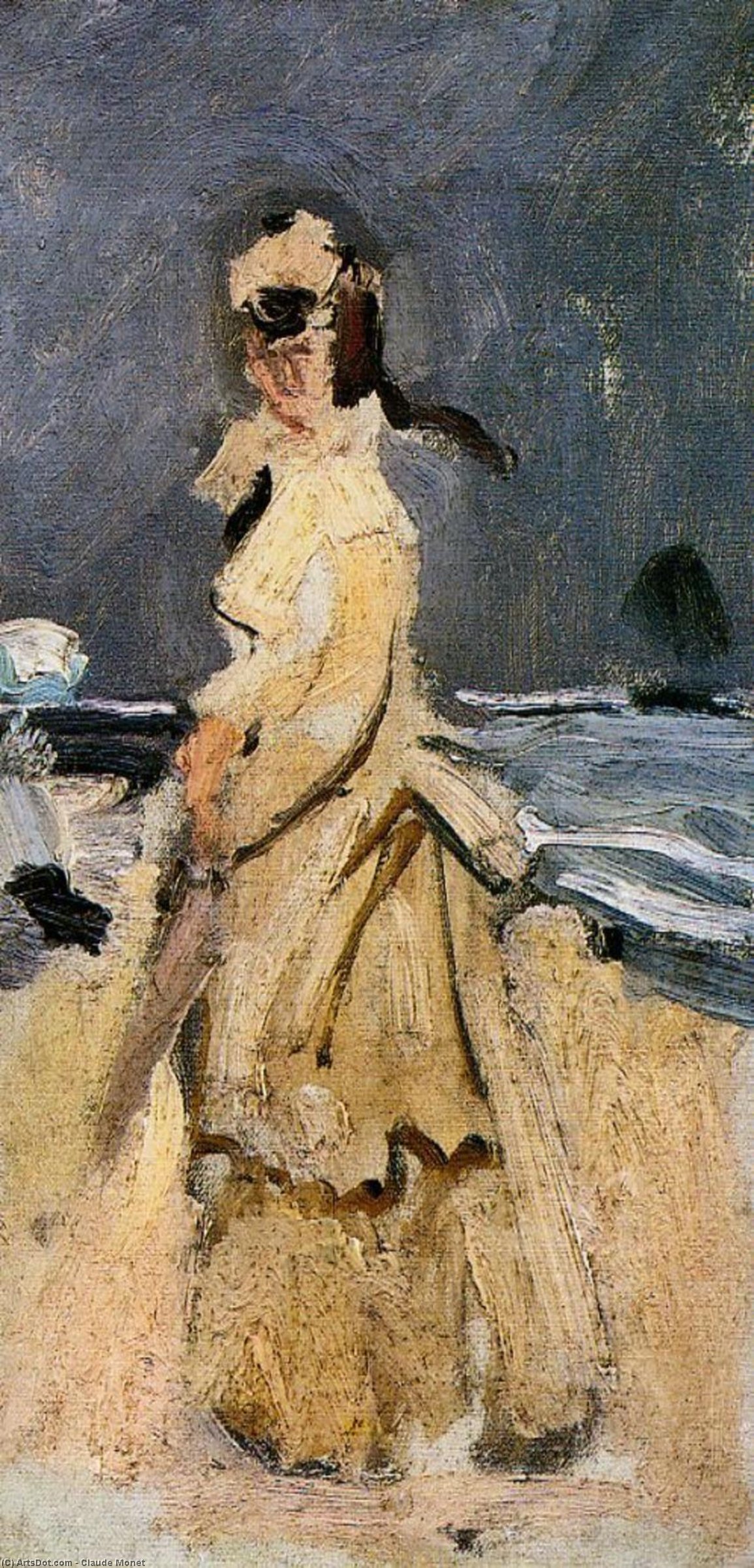 WikiOO.org – 美術百科全書 - 繪畫，作品 Claude Monet - 卡米尔 对  的  海滩