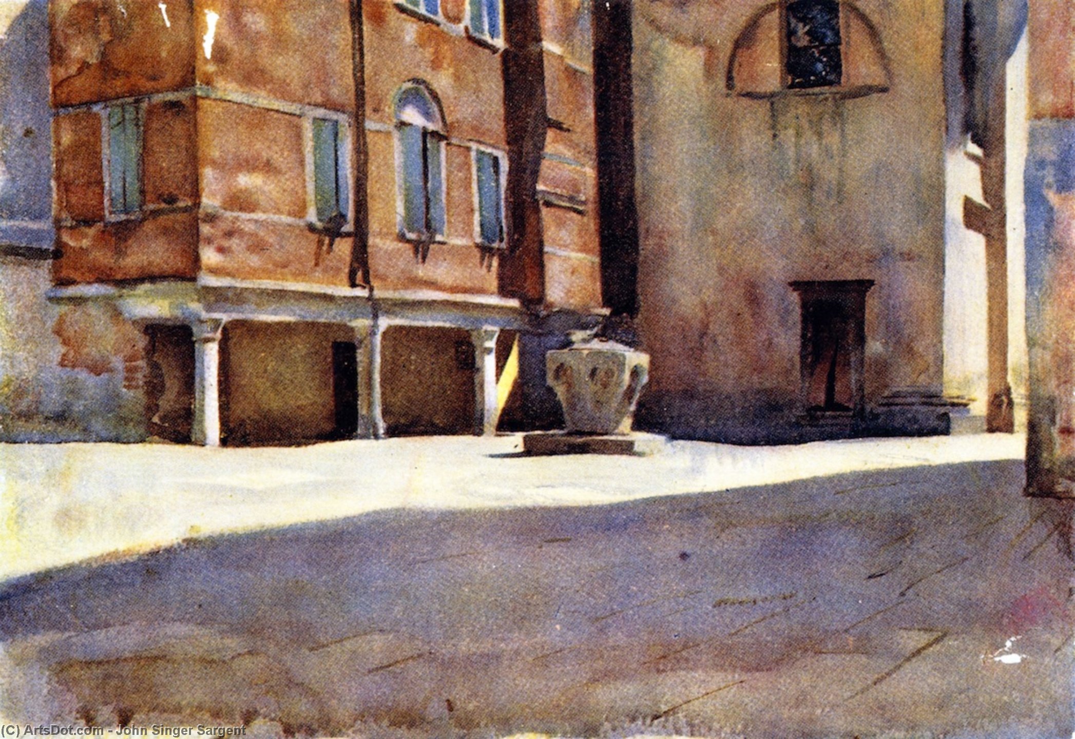 Wikioo.org - The Encyclopedia of Fine Arts - Painting, Artwork by John Singer Sargent - Campo San Canciano, Venice (also known as A Piazza at Venice)
