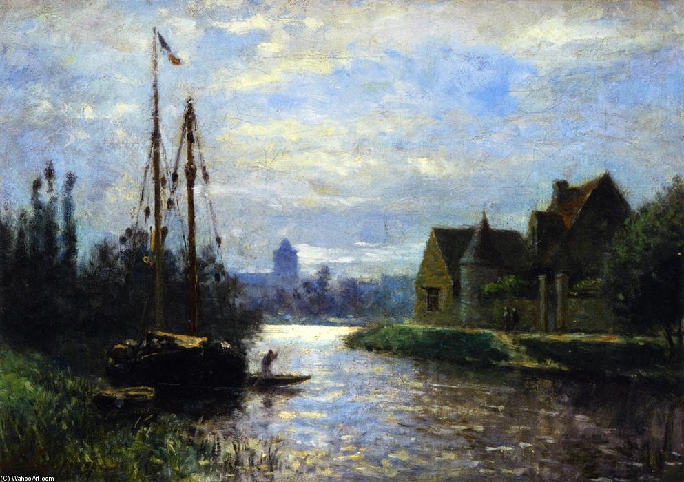 Wikioo.org - The Encyclopedia of Fine Arts - Painting, Artwork by Stanislas Lepine - Canal in Moonlight